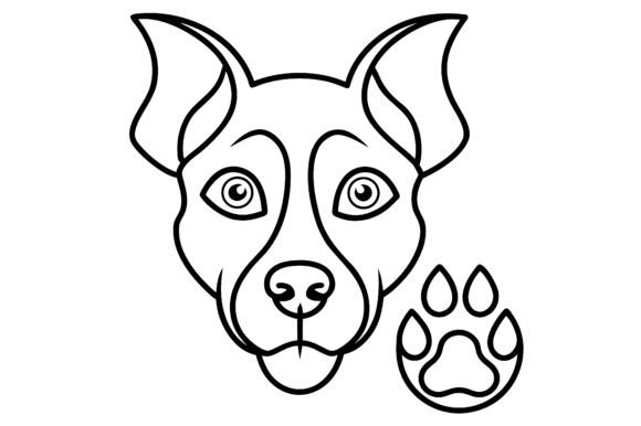 Abstract Dog Face Paw Line Drawing: Modern Design for Creative Projects