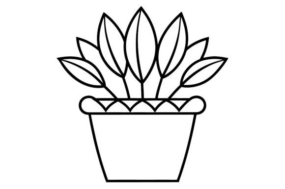 Abstract Flower Pot Outline Line Drawing: A Modern Design Element for Creative and Business Innovation