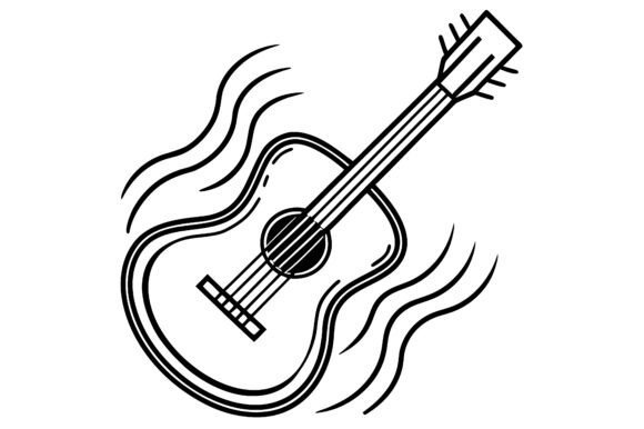 Abstract Guitar with Sound Waves Line Art: A Modern Design Solution for Creative Projects