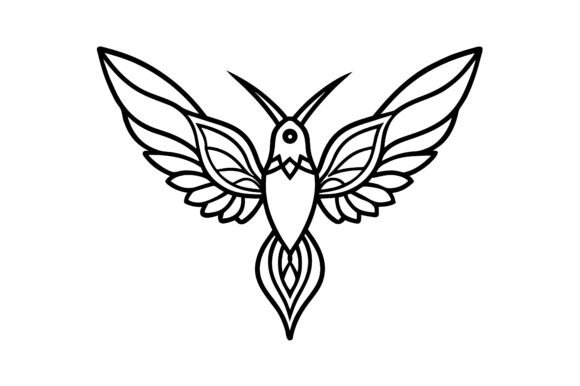 Abstract Hummingbird Wings Floral Line A: A Modern Design Asset for Contemporary Creatives
