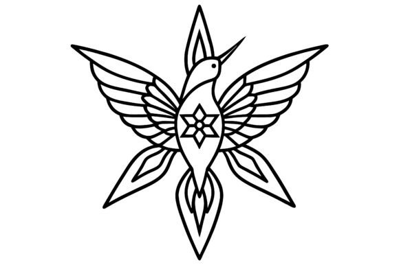 Abstract Hummingbird Wings Mandala Line: A Modern Design Asset for Creatives