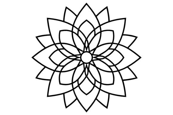 Abstract Lotus Mandala Petals Line Sketch: A Modern Design Essential for Creative Professionals