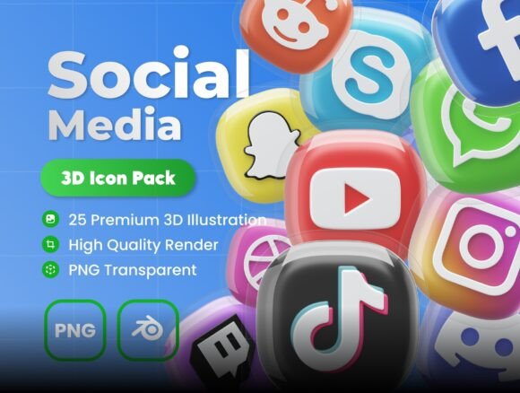 Boost Your Designs with 3D Social Media Icons