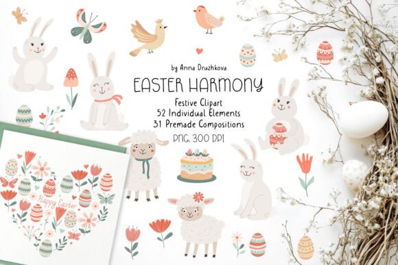 Bring Easter Joy to Life with the Easter Harmony Illustration Clipart
