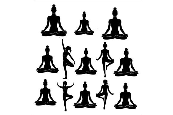Exploring Yoga Poses in Black Silhouette Style: A Versatile Design Resource