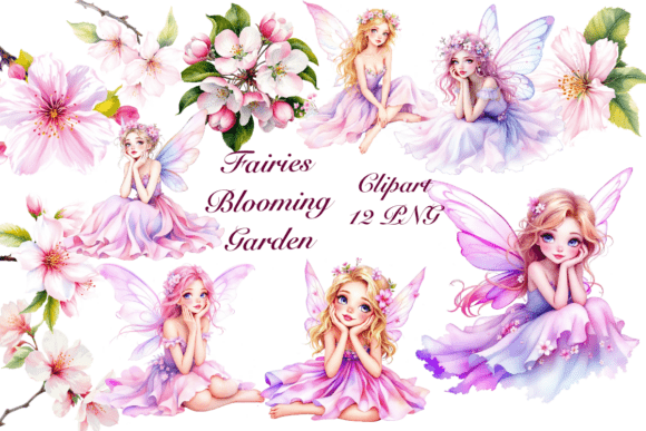 Fairies Blooming Garden Clipart PNG: A Versatile Design Resource