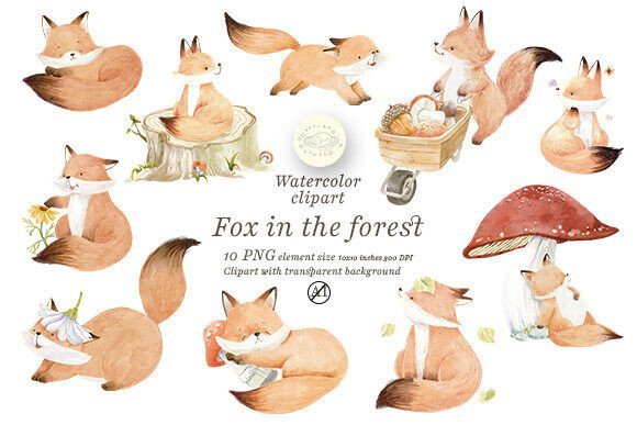 Fox in the Forest: A Versatile Watercolor Design Resource for Creative Projects