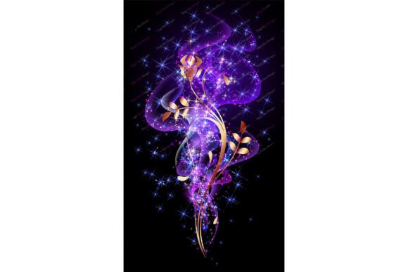 Golden Rose Ornament Fantasy Stars Sky: A Versatile Design Asset for Creative and Commercial Projects