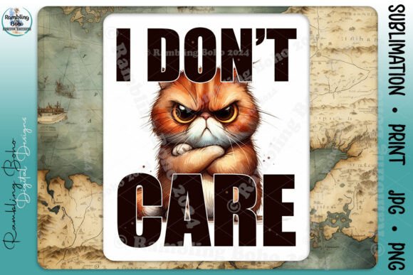 I Don't Care Angry Orange Grumpy Cat Design