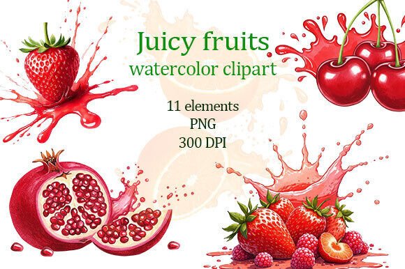 Juicy Fruits Watercolor Clipart