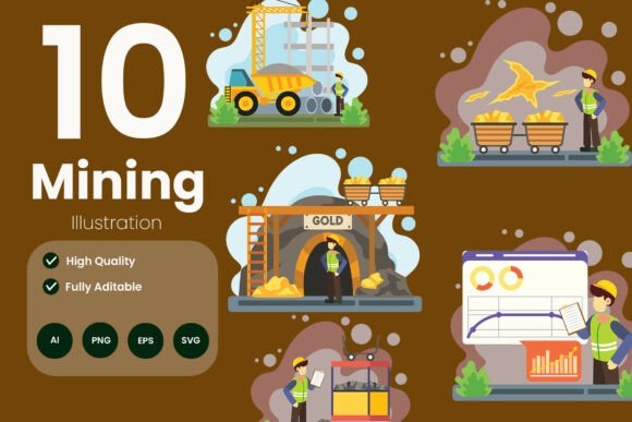 Mining Illustration Pack: Visual Tools for Professional Projects