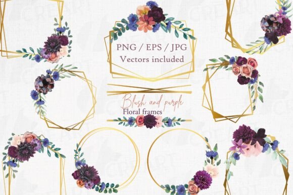 Plum-Purple Floral Watercolor Clip Art: A Versatile Design Resource for Modern Creatives