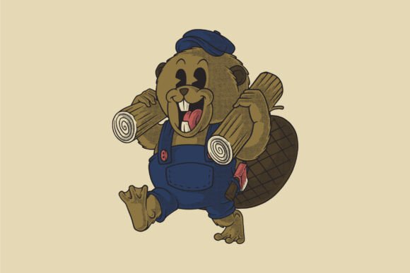 Retro Working Beaver Mascot: Boost Your Brand Identity