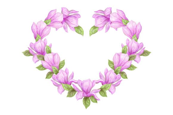 Valentine Day Heart Magnolia Flower PNG