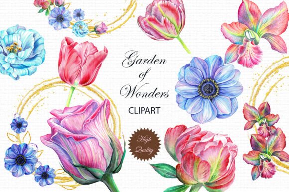 Watercolor Flowers Clipart for Sublimation Projects